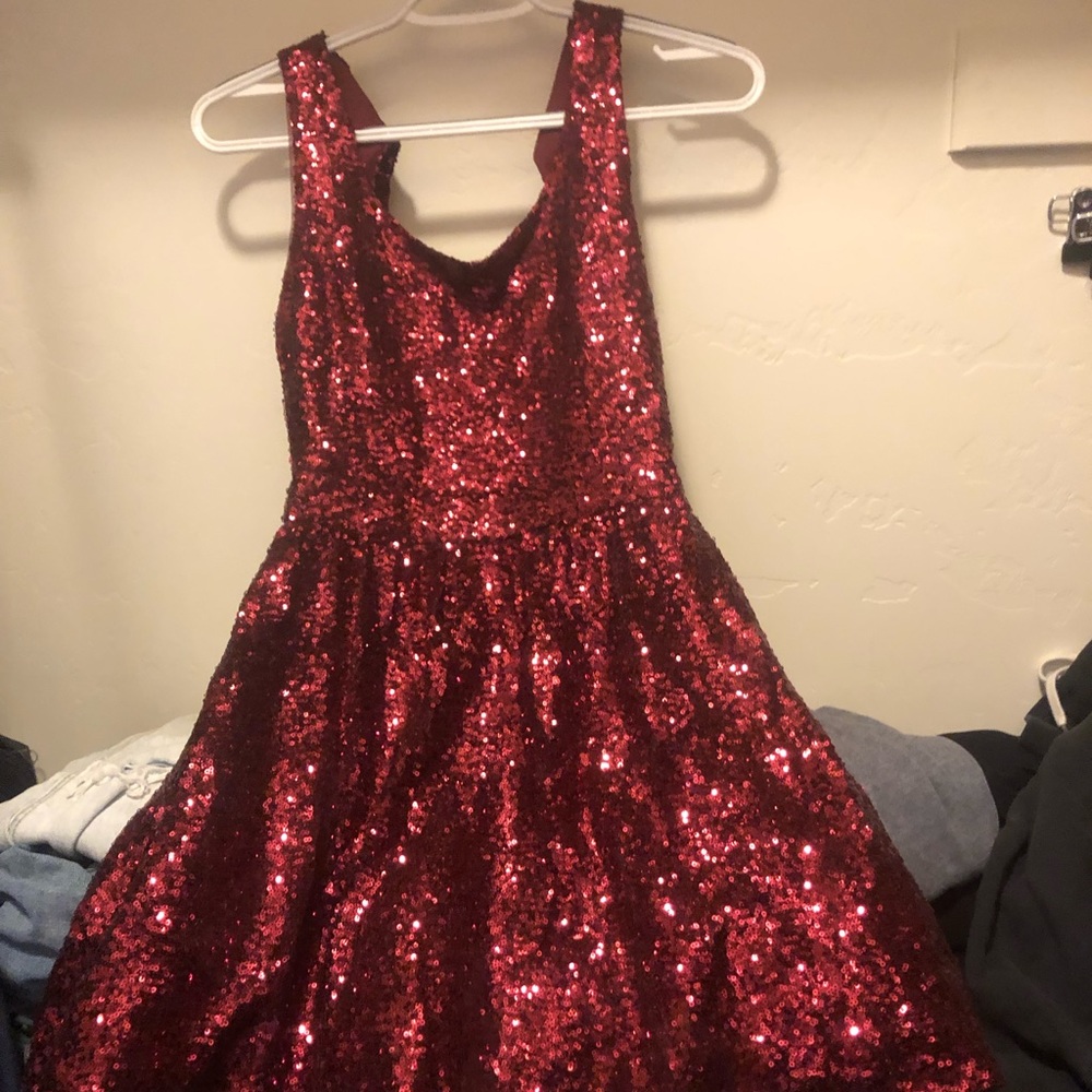Red sequin dress